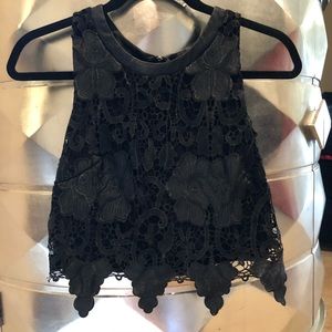 Black leather and lace top
